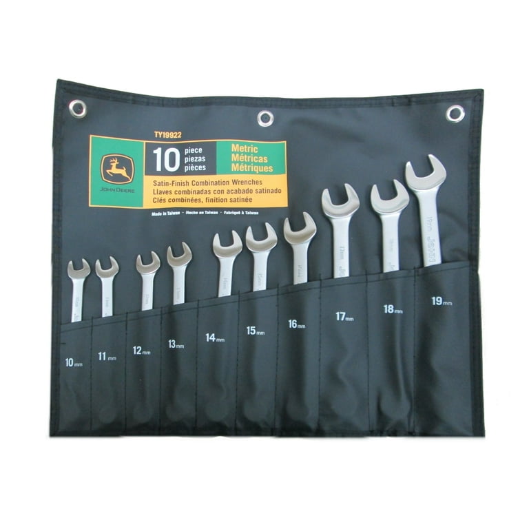John Deere 10 Piece Metric Satin Finish Combination Wrench Set