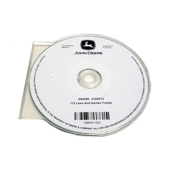 "John Deere 112 Lawn & Garden Tractor (.SN. 250,001-) Service Manual CD - SM2096CD"