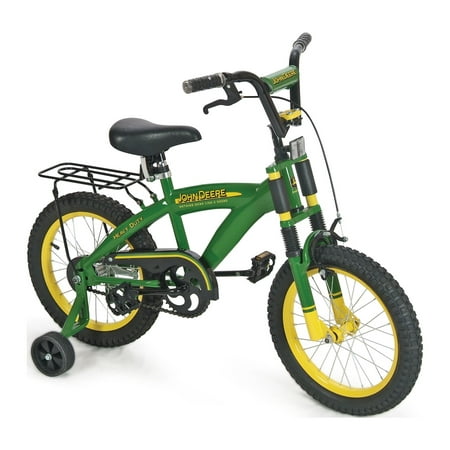 John Deere 16 In. Boys Bicycle, Kids Bike with Training Wheels and Front Hand Brake, Green