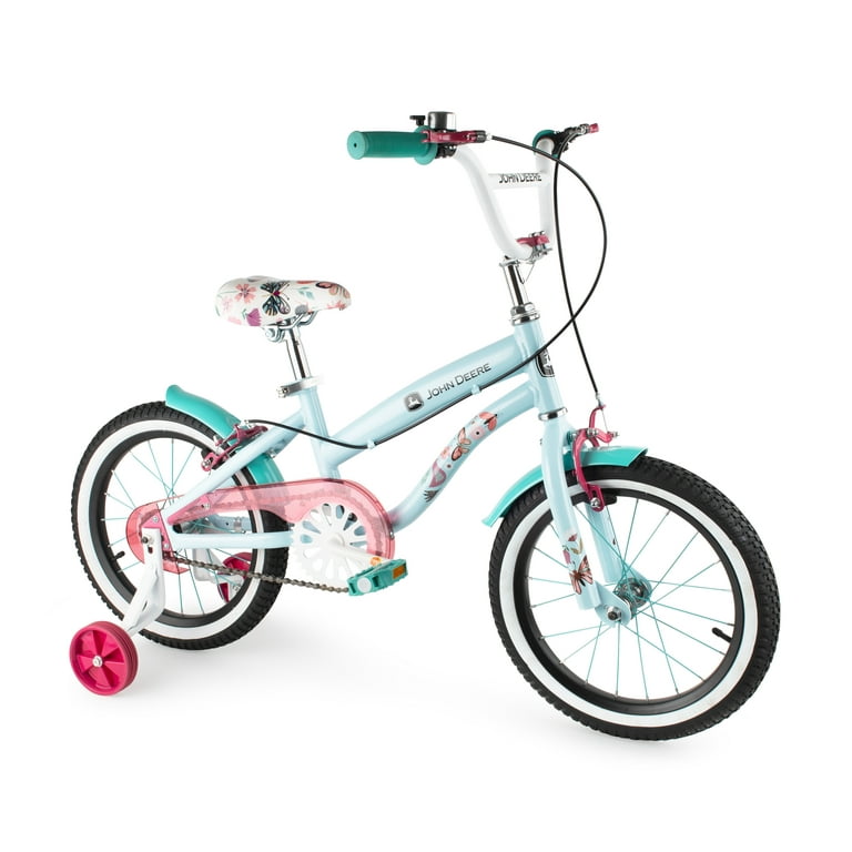 John Deere 16 Inch Bluebird Kids Bicycle with Removable Training Wheels Ages 4