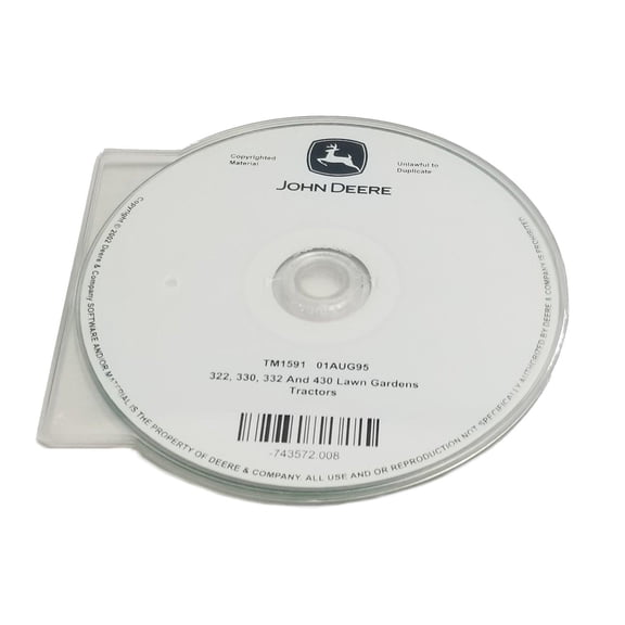 John Deere 322/330/332/430 Lawn & Garden Tractors Technical CD Manual - TM1591CD