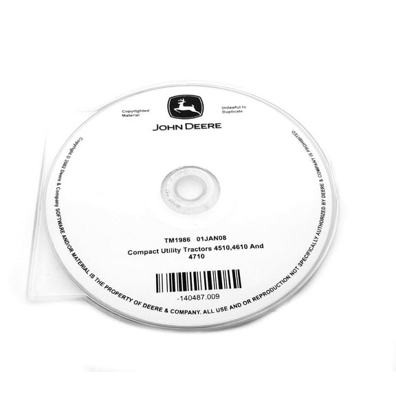 John Deere 4510/4610/4710 Compact Utility Tractor Technical Manual CD - TM1986CD