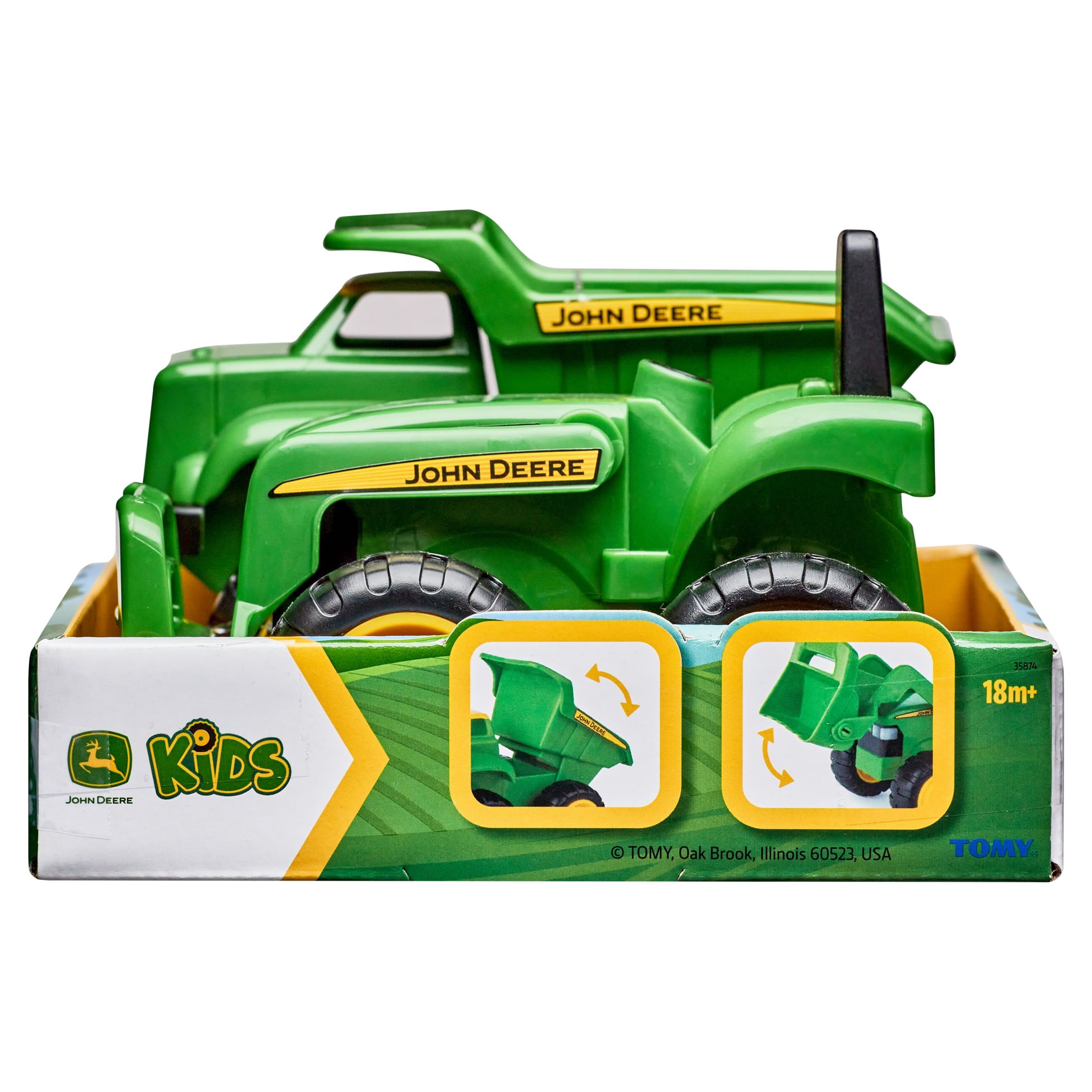 John Deere 6" Sandbox Toy Vehicle Set, Dump Truck and Tractor Toy Vehicles, 2 Pack, Green - image 1 of 13