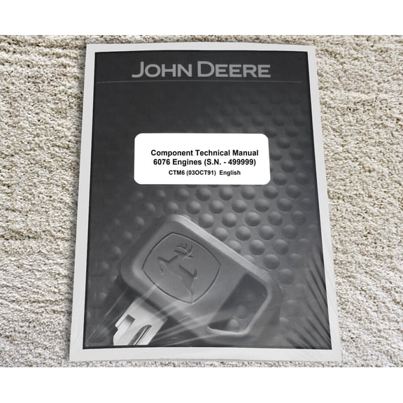 John Deere 6076 Series Engine   Service Manual - Part Number # CTM6