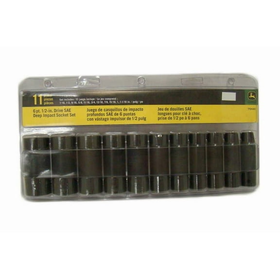 John Deere 6pt 1/2-Inch Drive SAE Deep Impact Socket Set - TY24363
