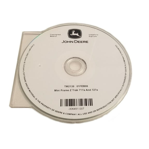 John Deere 717A/727A Mini-Frame Z Trak Technical Manual CD - TM2139CD