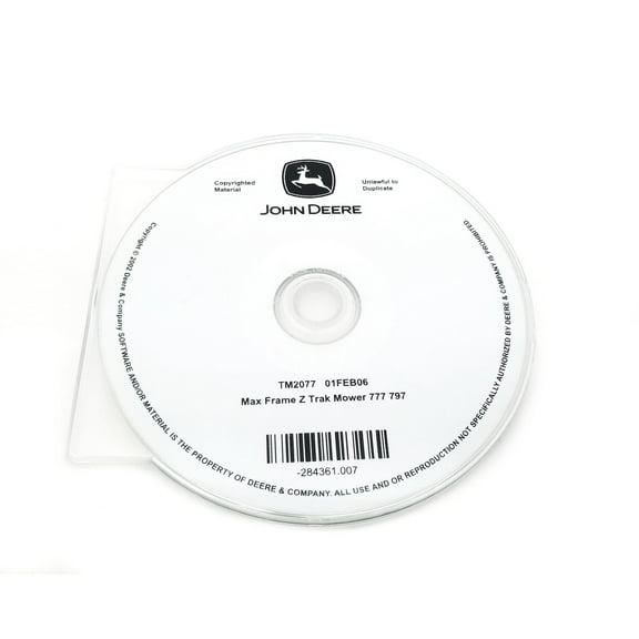 John Deere 777 and 797 MAX-Frame ZTRAK Technical Manual CD - TM2077CD