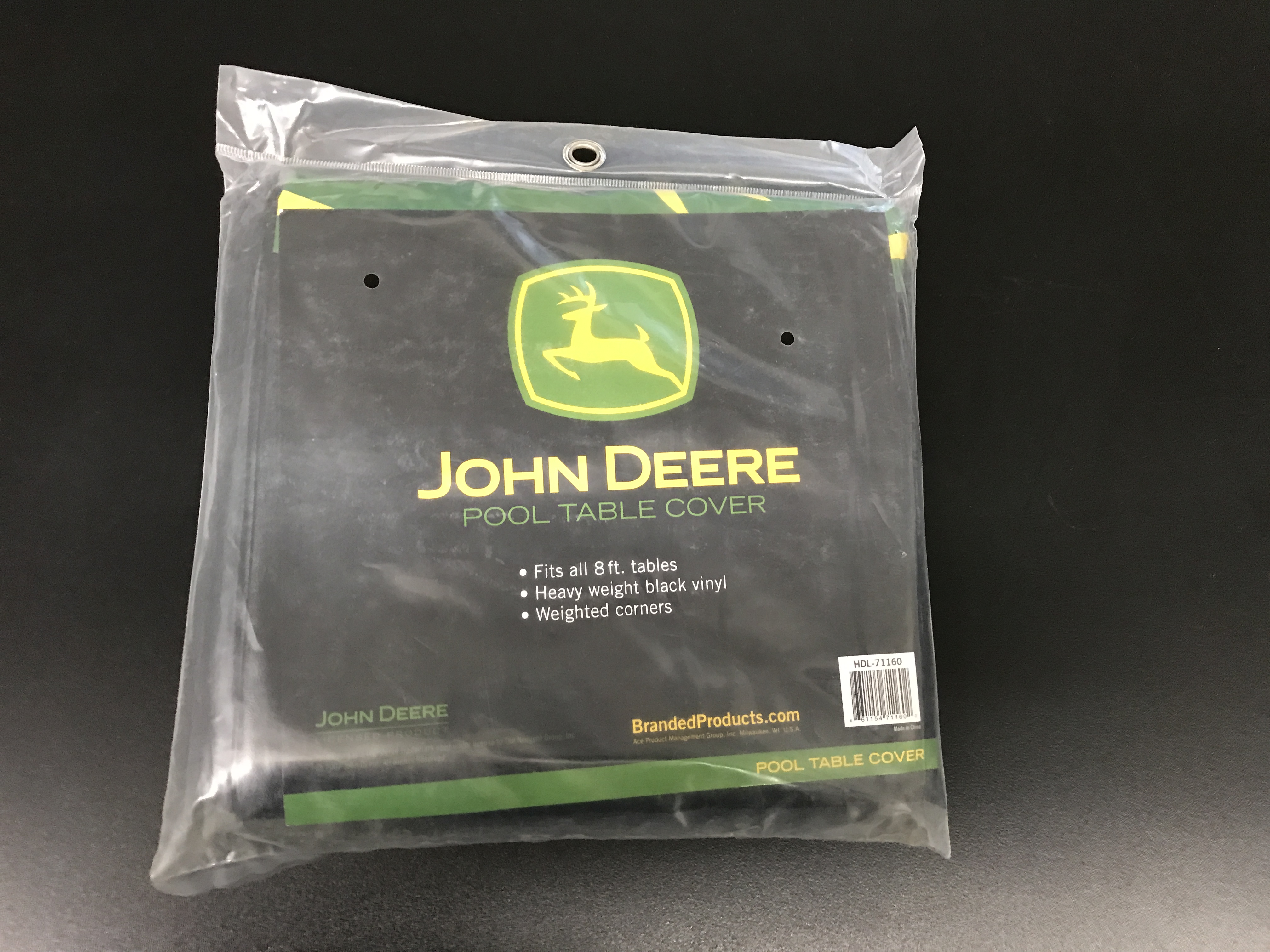 John Deere 8 ft Black Vinyl Pool Table Cover LP19766