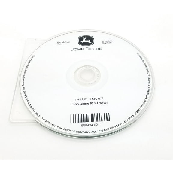 John Deere 820 Tractor Technical Manual CD - TM4212CD