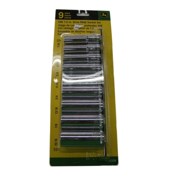 John Deere 9-Piece SAE 1/2" Drive Deep Socket Set - TY24209