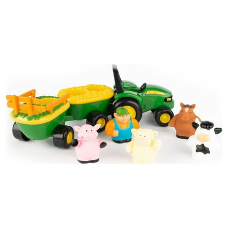 John Deere Animal Sounds Hayride Preschool Matching & Musical Tractor Toy, 6 Pieces