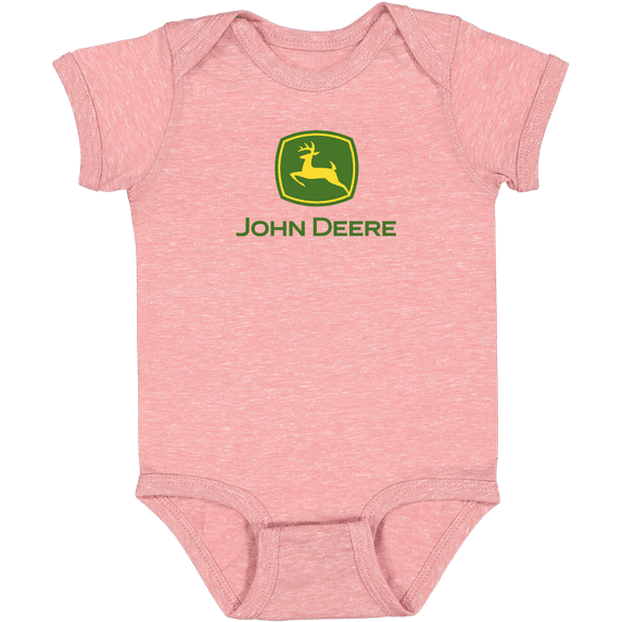 John Deere Baby Girl Short Sleeve Bodysuit with Large Logo-Mauvelous-06M