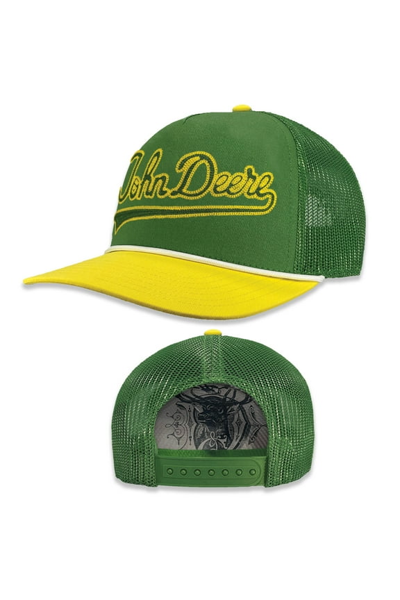 Baseball Cap Trucker Hat Baseball Cap Trucker Hat Script Chain Stitch Green