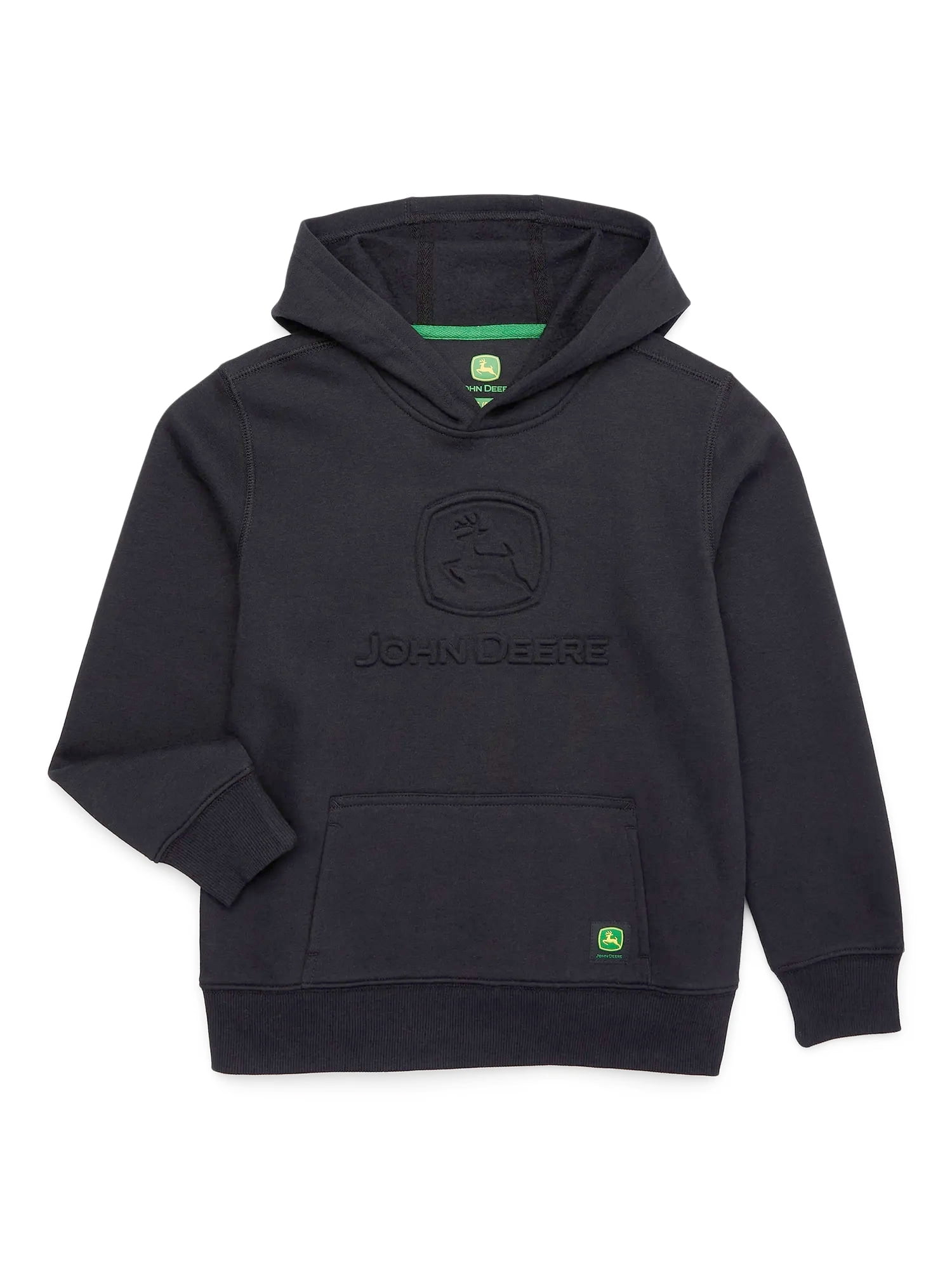 John Deere Boy's Embossed Fleece Graphic Pullover Hoodie, Black, Sizes 4-18