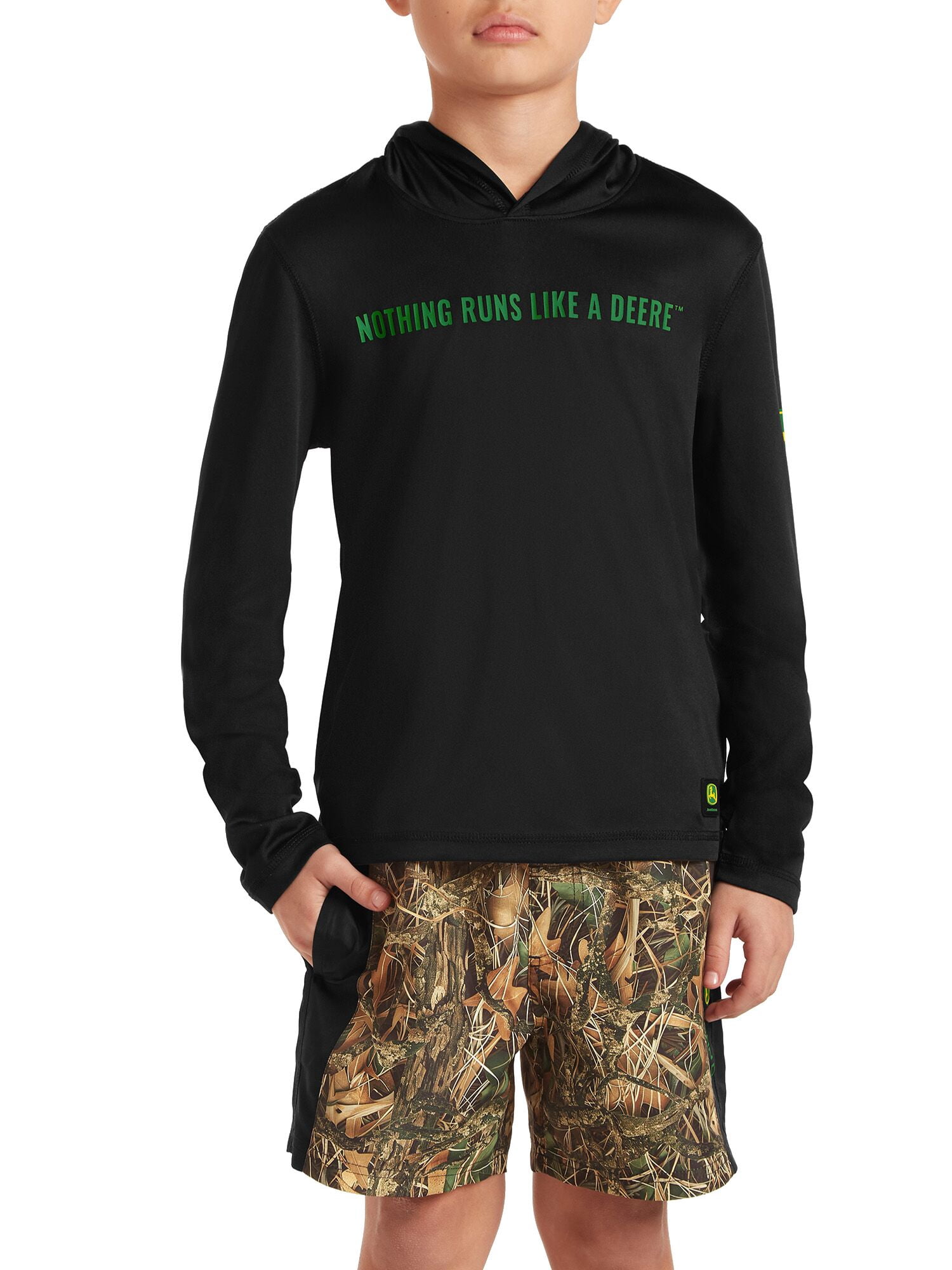 John Deere Boy’s Hood Sun Protection Rash Guard “Nothing Runs Like a Deere TM”