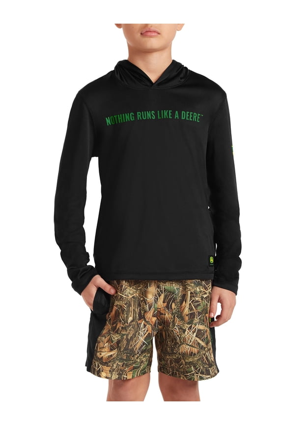 Boy’s Hood Sun Protection Rash Guard “Nothing Runs Like a Deere TM”