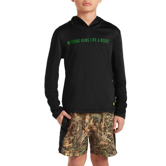 John Deere Boy’s Hood Sun Protection Rash Guard “Nothing Runs Like a Deere TM”