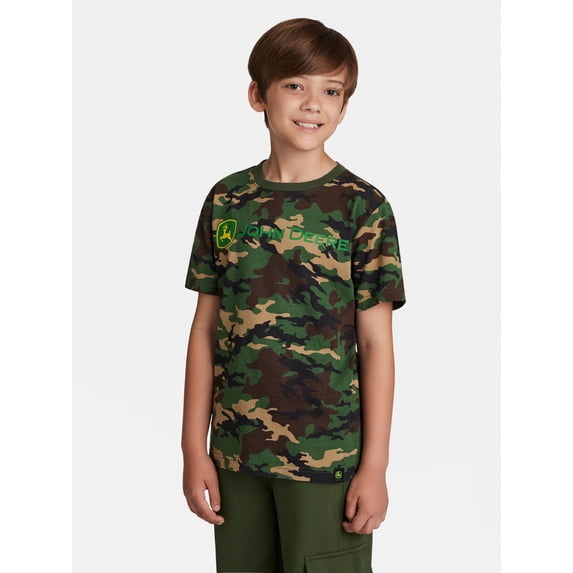 John Deere Boy's Short Sleeve Camo Graphic Crewneck T-Shirt, Sizes 4 - 18