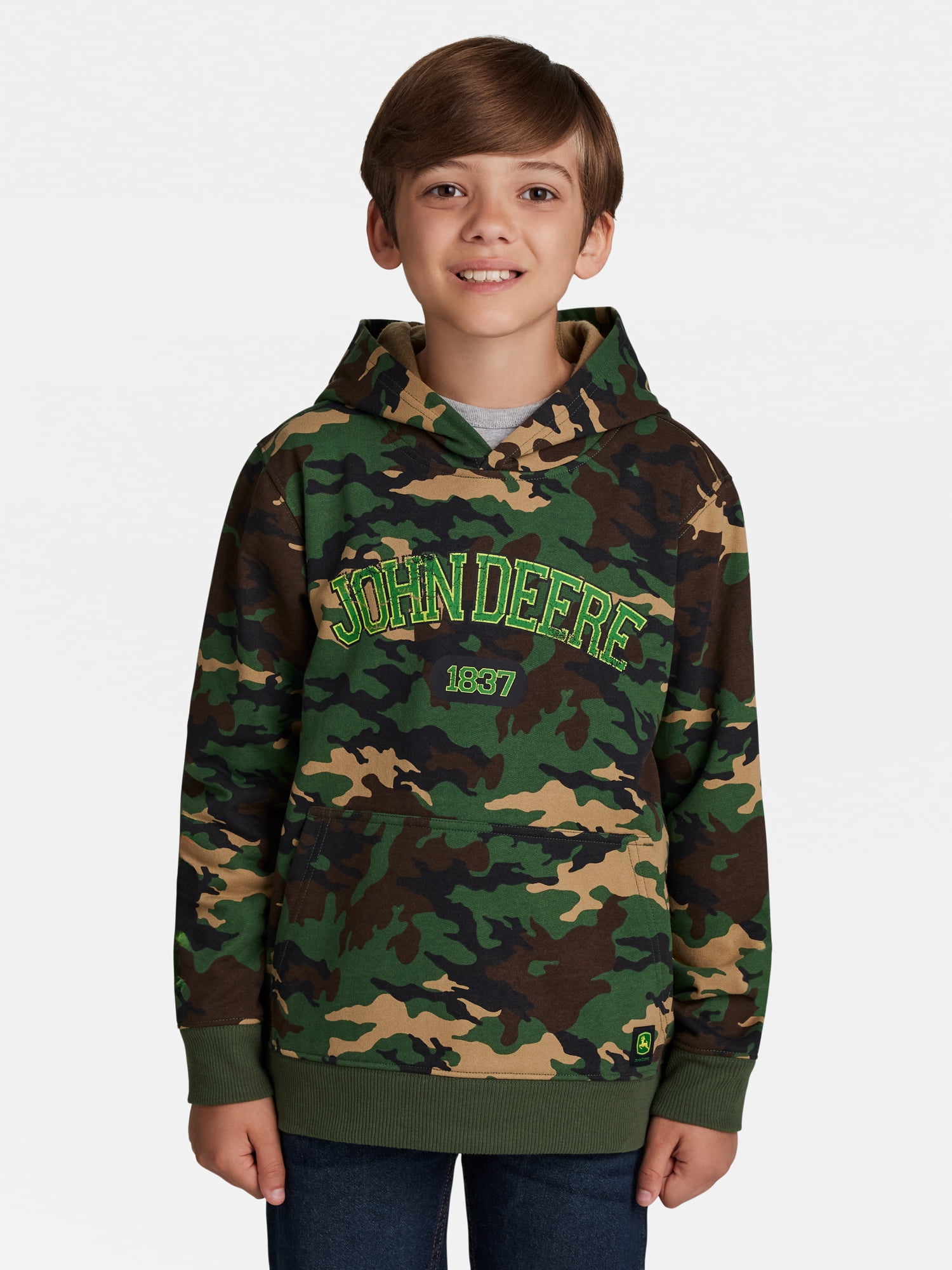 John Deere Boys Camo Graphic Fleece Long Sleeve Hoodie, Sizes 4-18