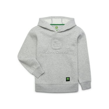 John Deere Boy's Embossed Fleece Graphic Pullover Hoodie, Grey Heather, Sizes 4-18
