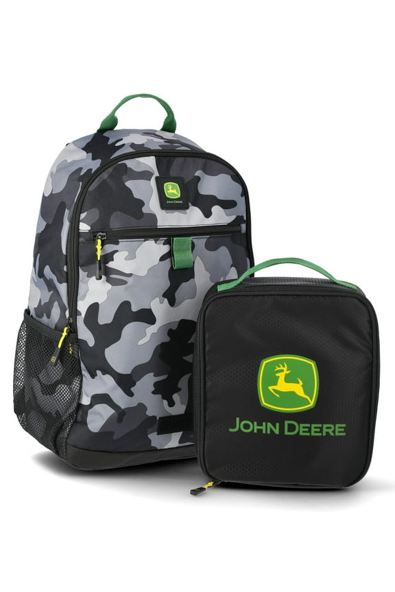 Boys' August 17" Laptop Backpack with Lunch Box, Black Camo