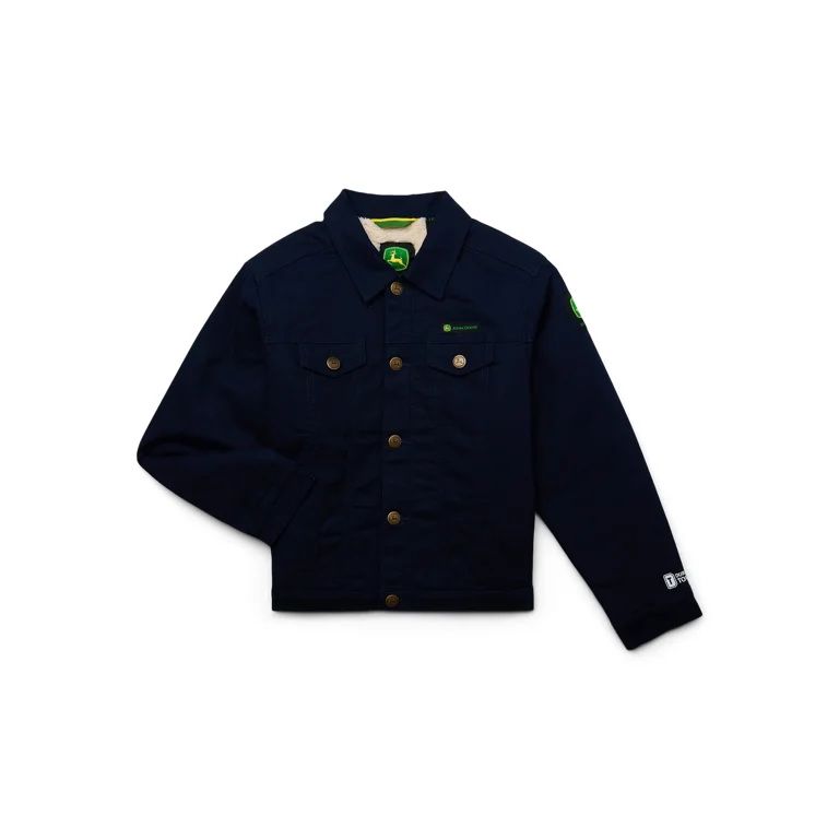 John Deere Boys Trucker Jacket with Faux Sherpa Lining Sizes 4 18 Walmart