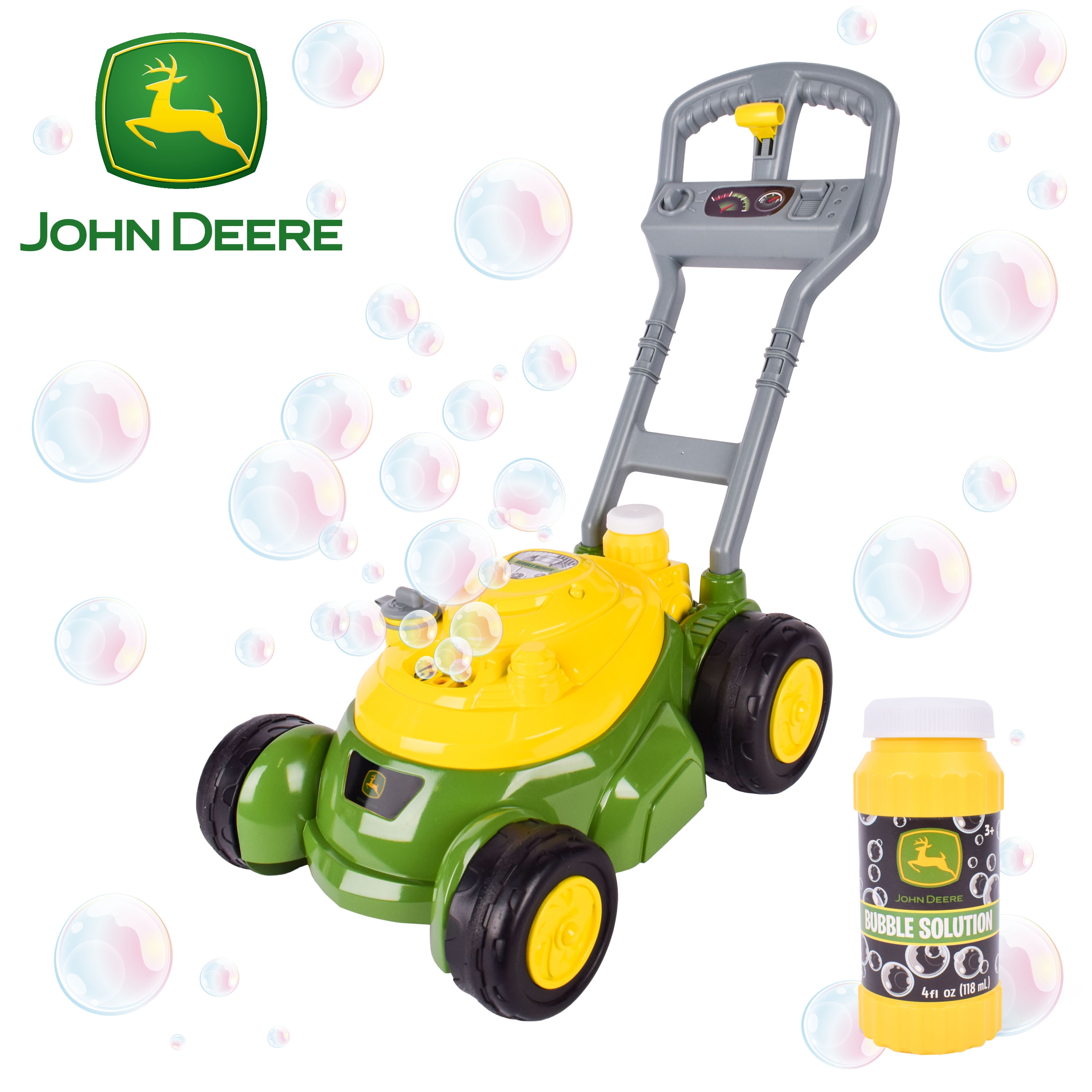 John Deere Bubble-N-Go Toy Lawn Mower Automatic Bubble Machine No