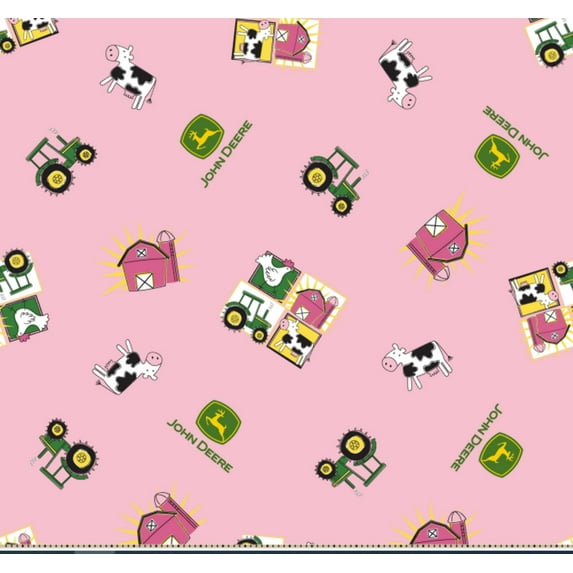 John Deere Farm Girl Pink Cotton Fabric