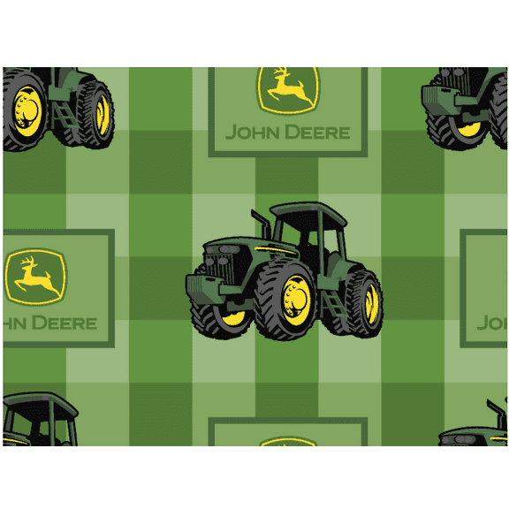 John Deere Green Plaid Cotton Fabric