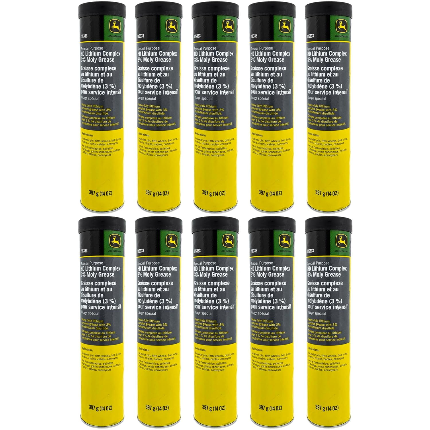 John Deere HD Moly Grease Case TY6333 OEM (10 Pack)