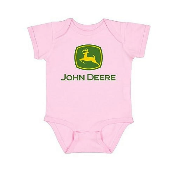 John Deere Infant Bodysuit, Girl Boy Unisex (6M, Pink)