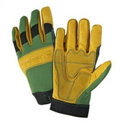 John Deere JD00009/L Grain Cowhide Leather Gloves, Large, Yellow/Green