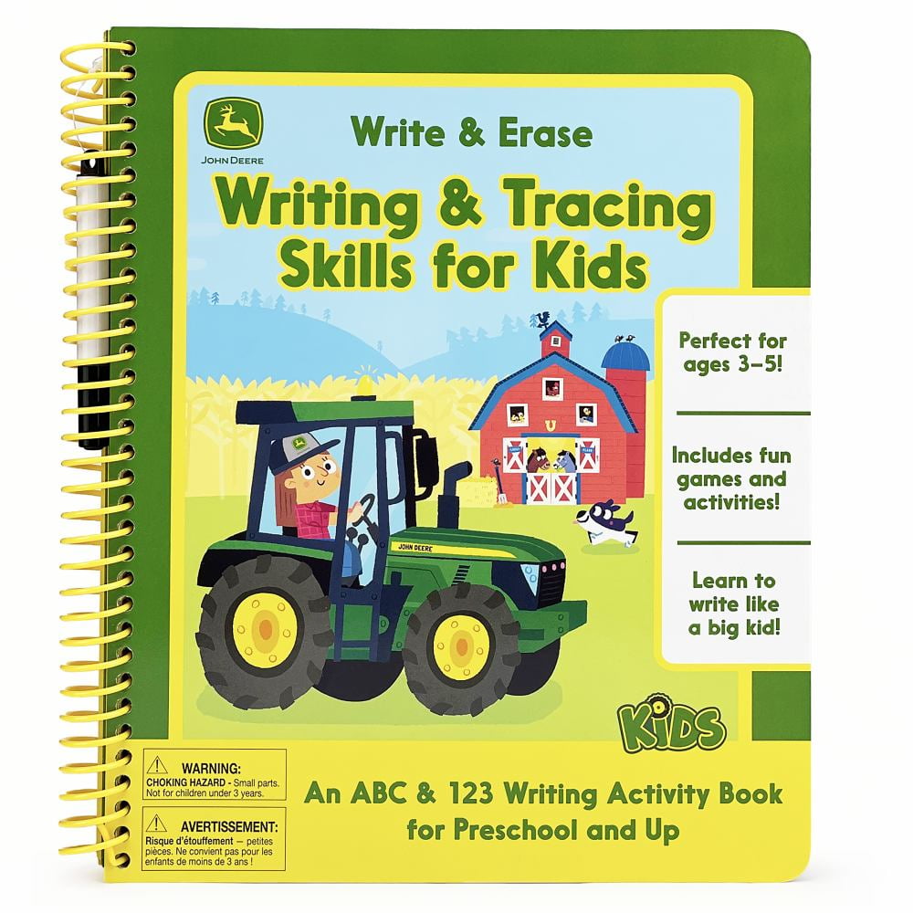 SCARLETT WING: John Deere Kids Write and Erase Writing and Tracing Skills for Kids (Spiral-Bound)