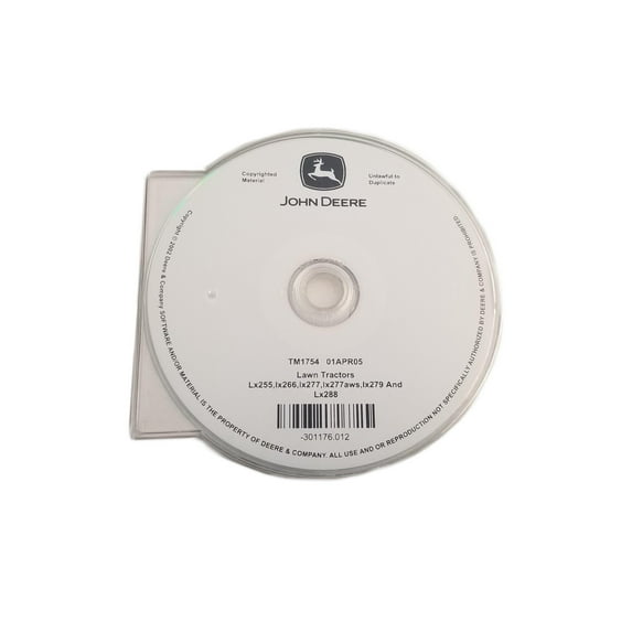 John Deere LX255/LX266/LX277/LX279/LX288 Lawn Garden Tractor Technical Repair Manual CD - TM1754CD