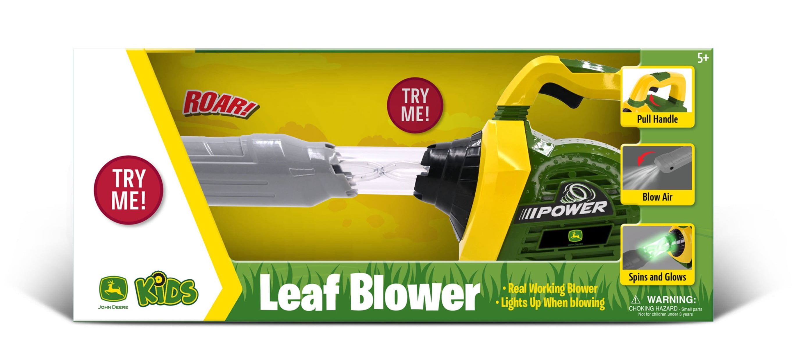 John Deere Leaf Blower Toy for Kids Pretend Construction Tool with Lights and Sounds 3 yrs