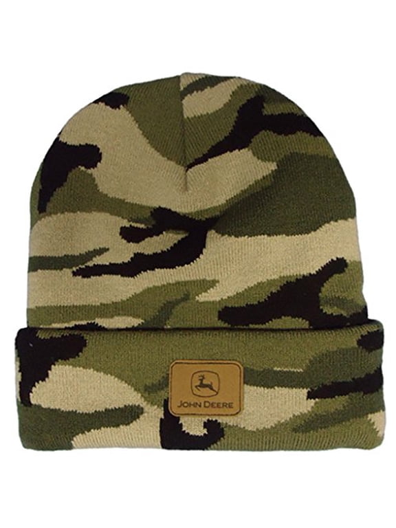 Leather Patch Camo Beanie