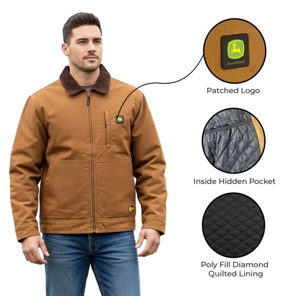 John Deere Men&rsquo;s Brown Jacket Light Weight Tractor Durable Tough
