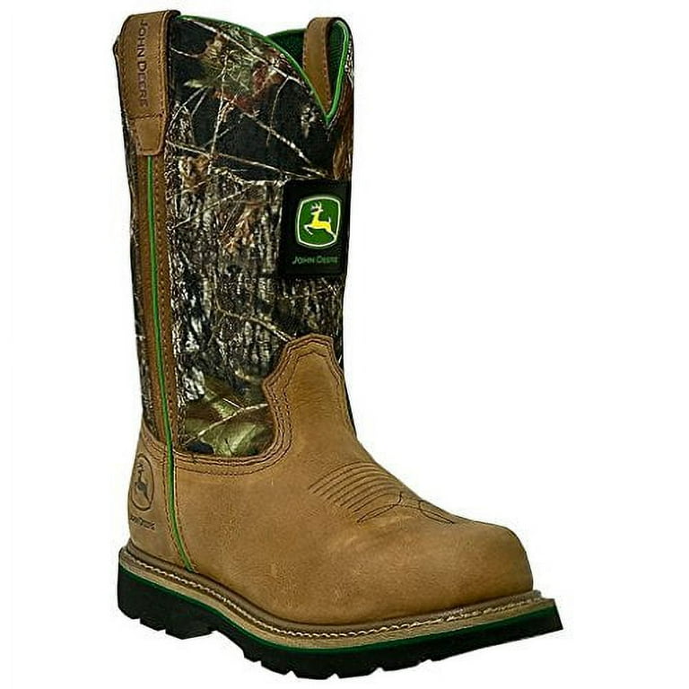 John Deere Men s 11 Inch Mossy Oak Camo Steel Toe Boot Brown 11.5 M US