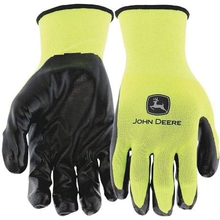 John Deere Men's Large Nitrile Coated Polyester Hi-Vis Green Work Glove (5-Pack)