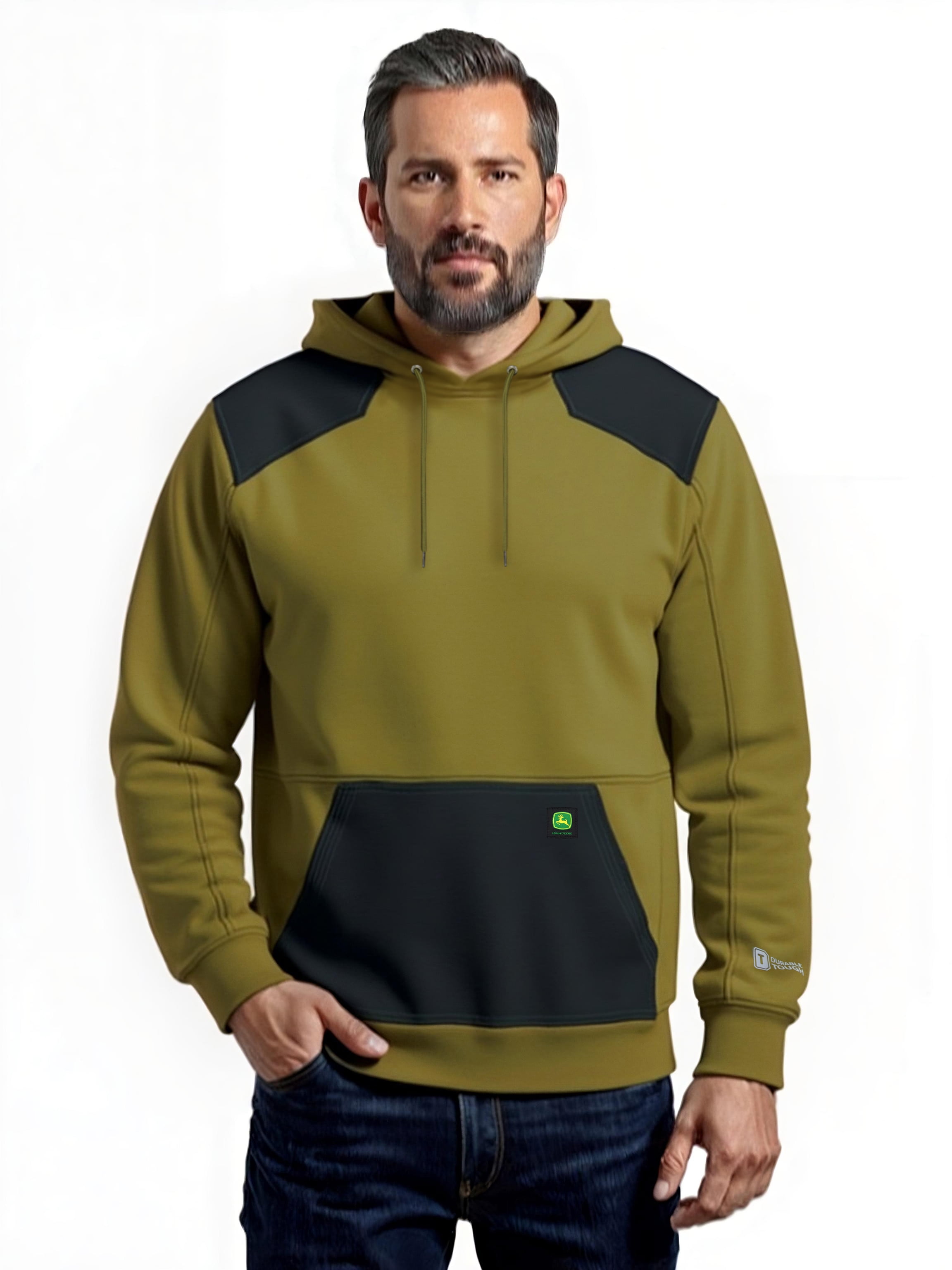 John Deere Men's Reinforced Pull Over Fleece Hoodie With Nylon Trim ...