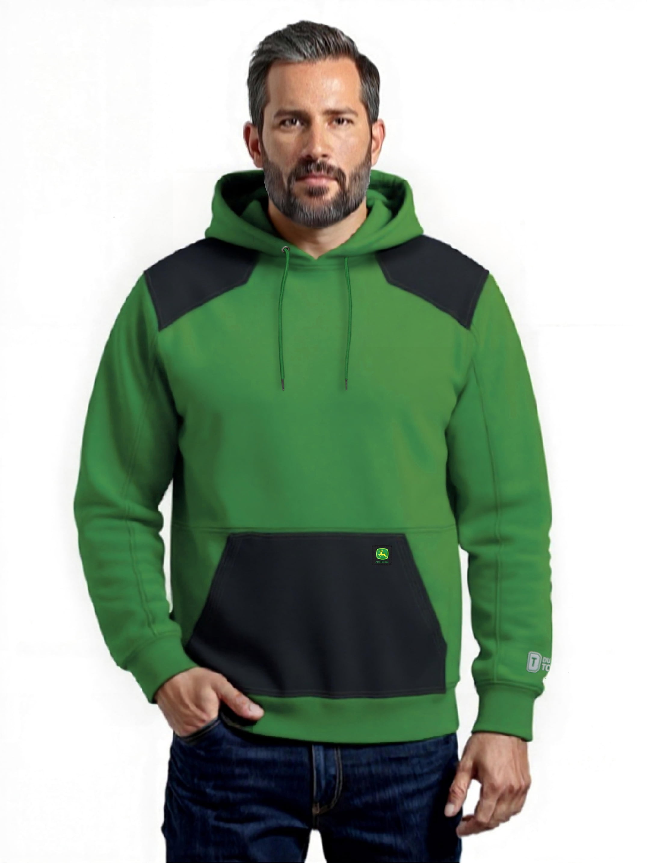 John Deere Men’s Reinforced Pull Over Fleece Hoodie With Nylon Trim, Sizes S-3XL