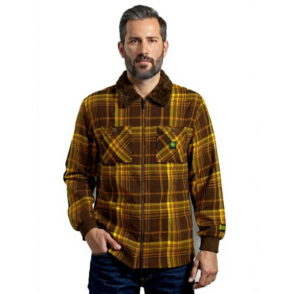 John Deere Men’s Flannel Sherpa Bonded Full Zip Jacket, Sizes S-3XL