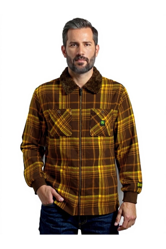 Men’s Flannel Sherpa Bonded Full Zip Jacket, Sizes S-3XL