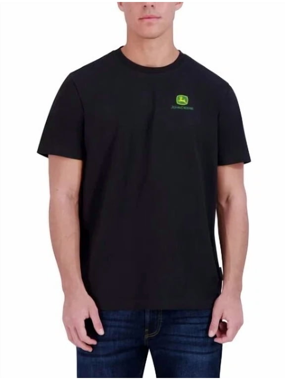 Men's Short Sleeve Crew Neck Cotton Logo T-Shirt (Black, Medium)