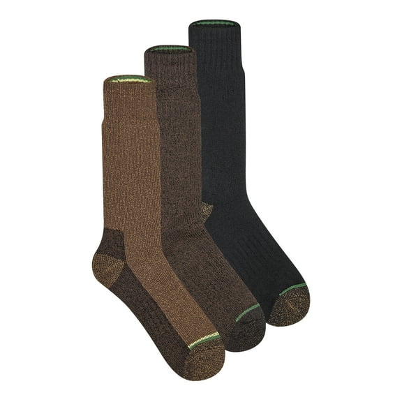 John Deere Men's Socks, Steele Toe Max Cushion Crew Socks, 3-Pack