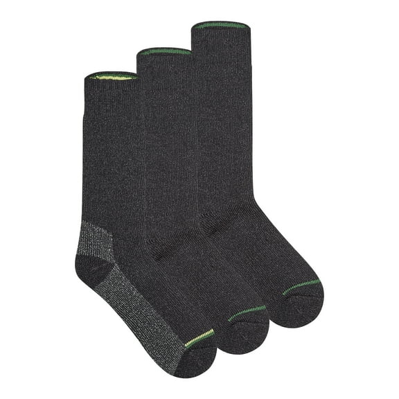 John Deere Men's Socks, Steele Toe Max Cushion Crew Socks, 3-Pack