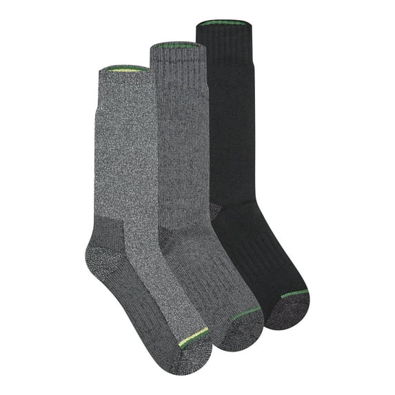 John Deere Men's Socks, Steele Toe Max Cushion Crew Socks, 3-Pack