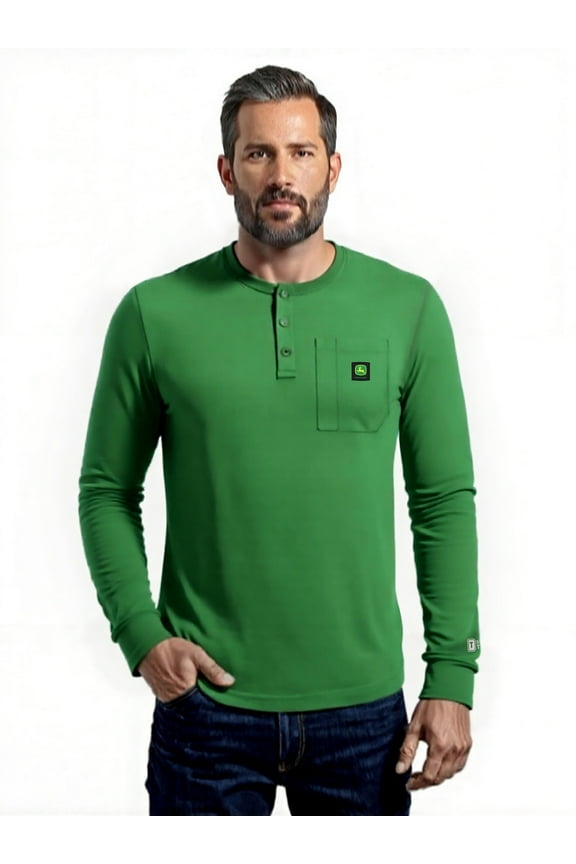 Men's Warmth Shield Long Sleeve Thermal Pocket Henley Shirt JD