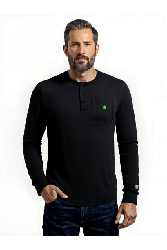 Men's Warmth Shield Long Sleeve Thermal Pocket Henley Shirt JD