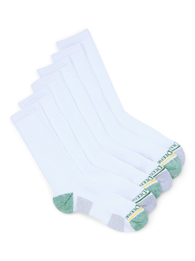 John Deere Men's Performance Crew Socks 6-Pack, Cushioned with